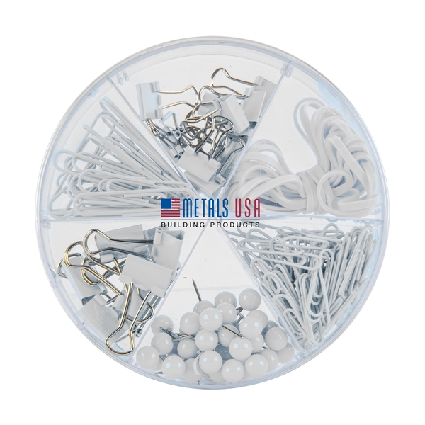 Desk accessories kit with binder clips, paper clips, push pins and... from ASI 88060 Snugz/USA Inc / Sweda®