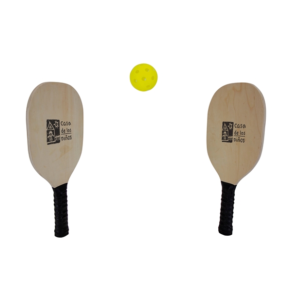 Pickleball set with two imprinted wooden paddles, ball and mesh pouch.... from ASI 88060 Snugz/USA Inc / Sweda®