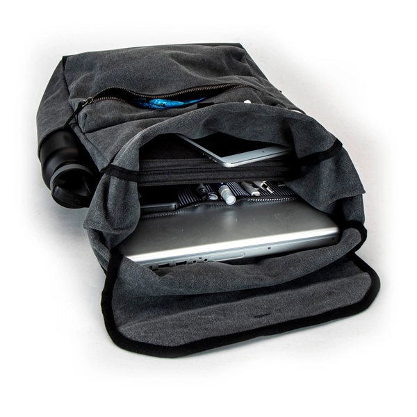 210 denier polyester laptop backpack with adjustable straps and a silver... from ASI 88060 Snugz/USA Inc / Sweda®