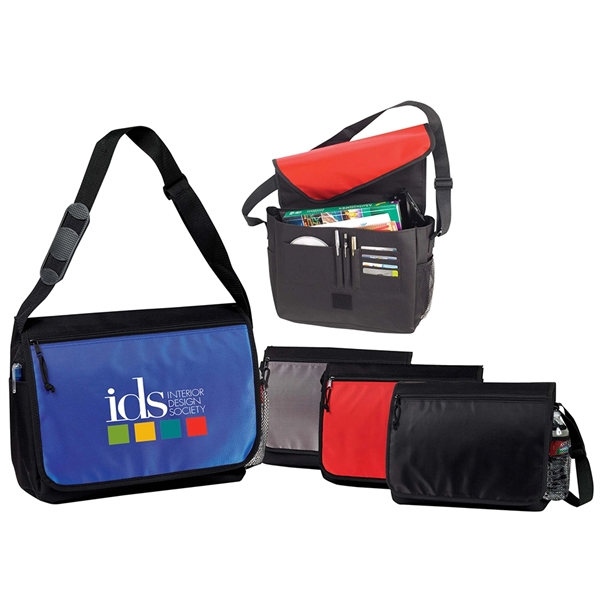 Computer messenger bag with padded laptop pocket and hook and loop... from ASI 74741 NVS Promo Designs, Inc.