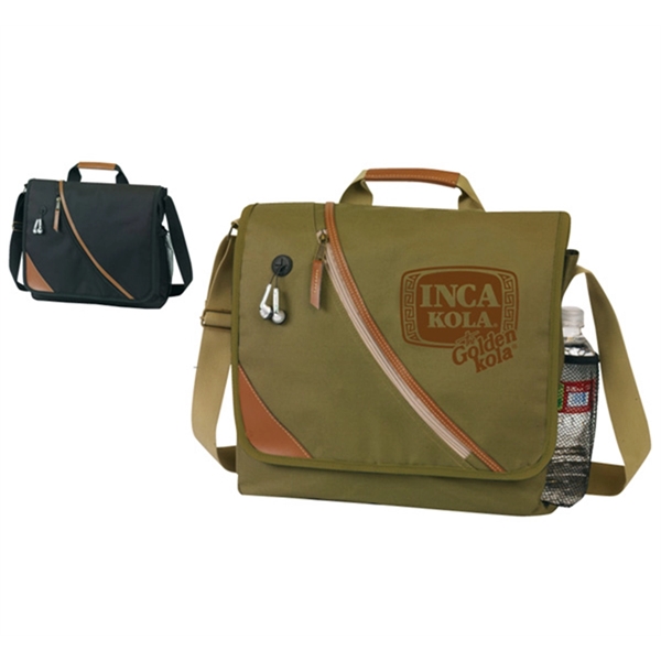 Deluxe Executive Messenger. Diagonal front zipper pocket, full organizer under front... from ASI 74741 NVS Promo Designs, Inc.