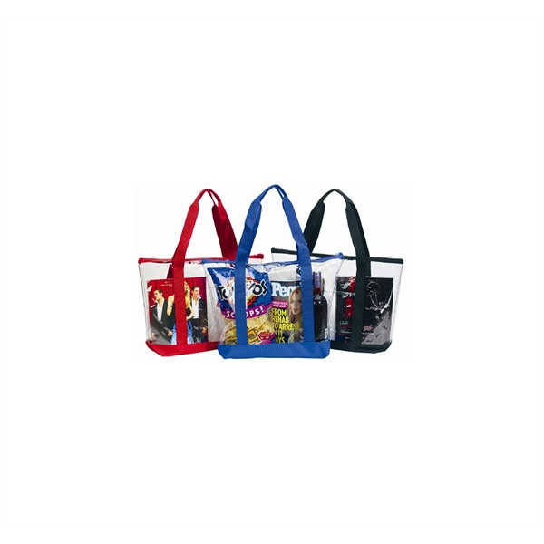 Clear zipper tote. Security tote, zipper top, front clear pocket.... from ASI 74741 NVS Promo Designs, Inc.