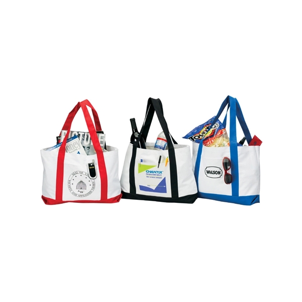 Boat Tote . White with 600 Denier contrast self-fabric handles and... from ASI 74741 NVS Promo Designs, Inc.