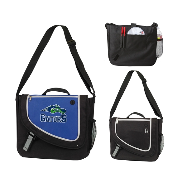 On The Go Messenger. Front zipper pocket, double pen pockets and... from ASI 74741 NVS Promo Designs, Inc.