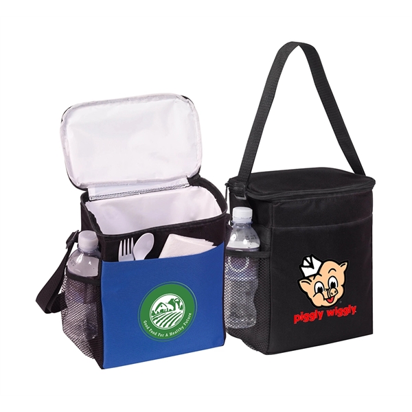 Insulated cooler that fits sports bottles vertically. It features heat sealed... from ASI 74741 NVS Promo Designs, Inc.