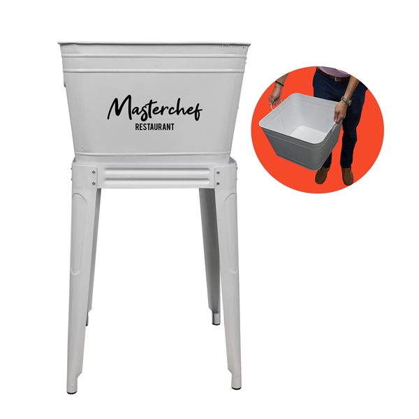 Party tub cooler with stand; made of silver galvanized steel.... from ASI 76730 Peerless Umbrella Co Inc / Threads By Peerless