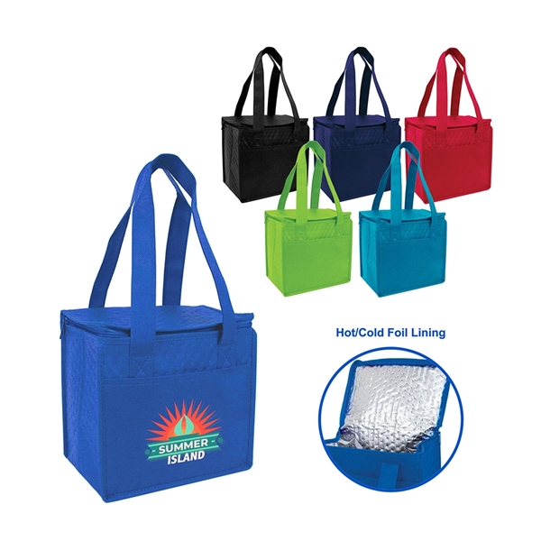 Compact small hot/cold cooler tote with foil lining to keep food... from ASI 74741 NVS Promo Designs, Inc.