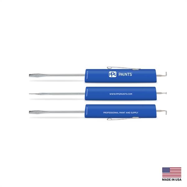 Fixed Screwdriver.  Regular .131" Wide Head Blade.  Three-sided handle... from ASI 34040 Alexander Mfg Co