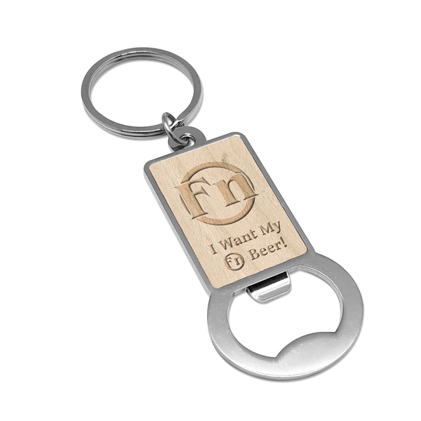 Wooden bottle opener with keychain and single-sided customization.... from ASI 72521 Morris Magnets / Laser Cuts
