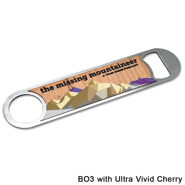 Stainless steel bottle opener with UV color imprint on cherry or... from ASI 72521 Morris Magnets / Laser Cuts