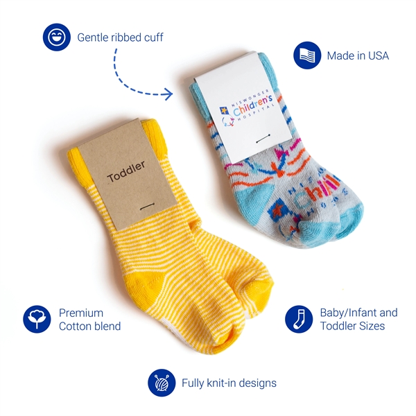 Fully knit/woven design socks. 5 day turnaround.  Made in USA.... from ASI 88072 Sock Club Enterprises LLC