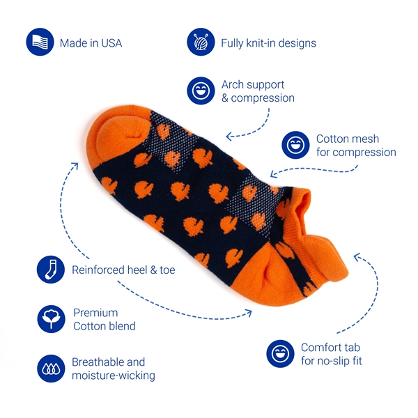Ankle/no-show cotton custom socks. Extra cushion and reinforcement in the heel... from ASI 88072 Sock Club Enterprises LLC