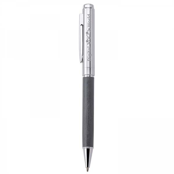 Brass and vinyl twist-action pen.PACKAGING P100 - Black suede pouch DEFAULT... from ASI 88660 Spector & Co.