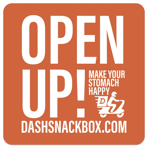 Full color white vinyl square box sticker.... from ASI 56950 Gill Studios Inc / Gill-Line®