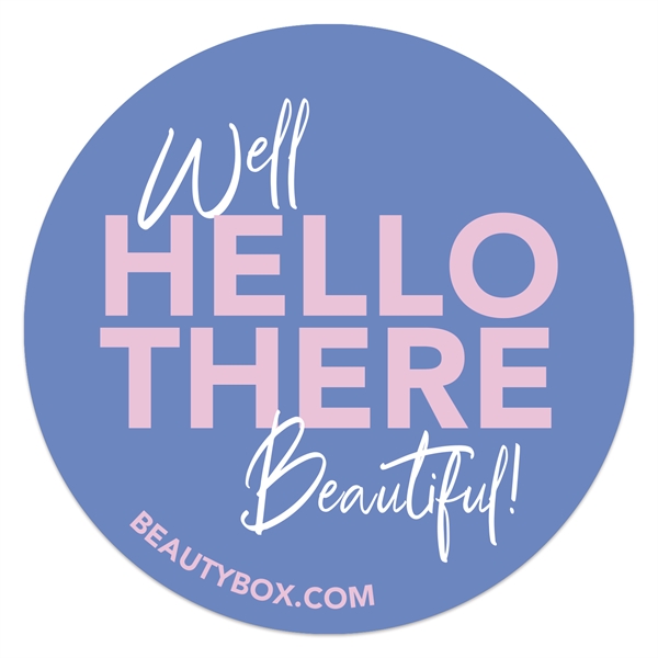 Full color white circle box sticker.... from ASI 56950 Gill Studios Inc / Gill-Line®