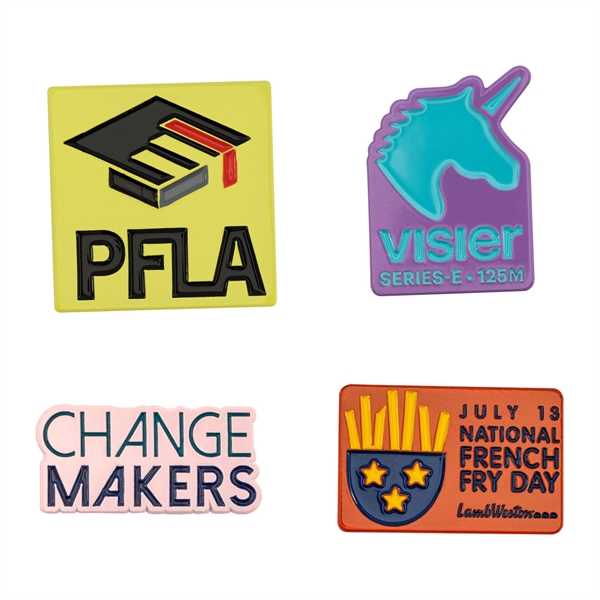 Custom metal lapel pins in assorted sizes with Brandtone finish and... from ASI 52263 EMT / EMT EASY Emblem Marketing Team