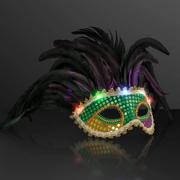 Light Up Mardi Gras Masks, Festive Feathers; Blank Stock Pricing... from ASI 34194 ALightPromos