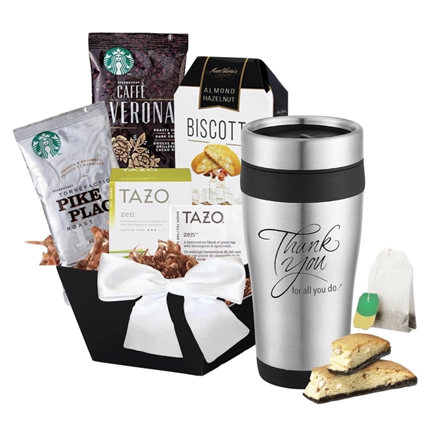 Starbucks Coffee, Tea, Cookies and Branded Tumbler Gift Basket... from ASI 89971 Stuff A Mug