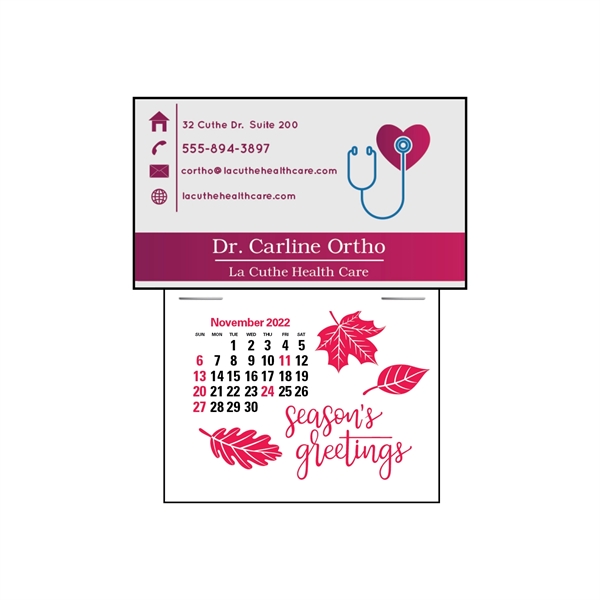 Magnetic business card calendar. Adhesive front to apply business card MAGNA-STICK™... from ASI 40480 Koozie Group