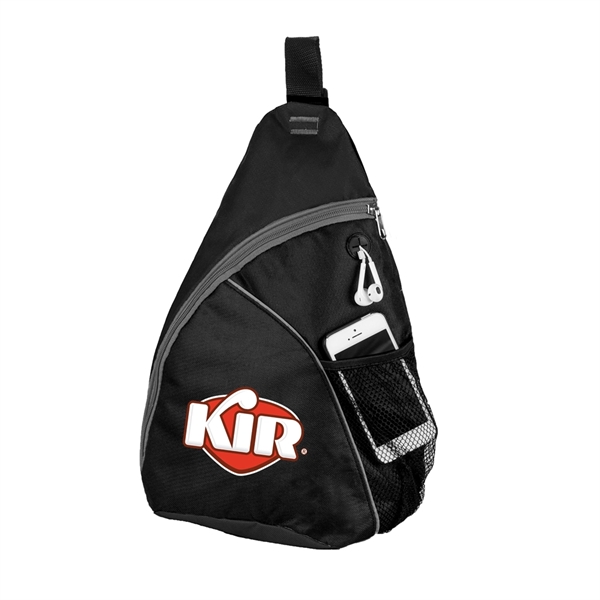 600 Denier Polyester, triangular-shaped backpack with grey zipper trim, earphone port,... from ASI 40544 Binaco