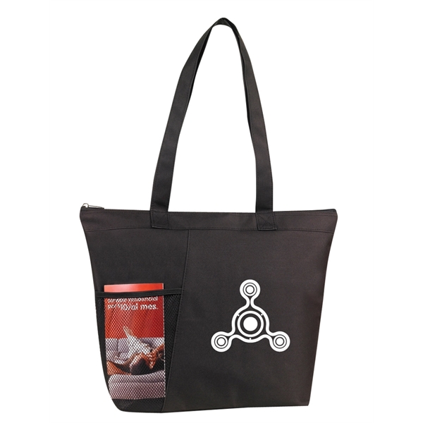 Tote bag with mesh water bottle pocket and zippered top.... from ASI 40544 Binaco / Binaline