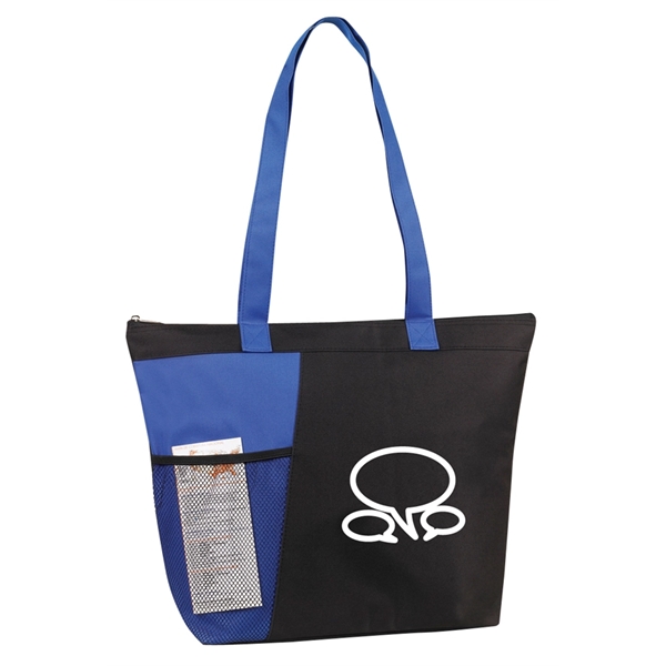 Tote bag with mesh water bottle pocket and zippered top.... from ASI 40544 Binaco / Binaline