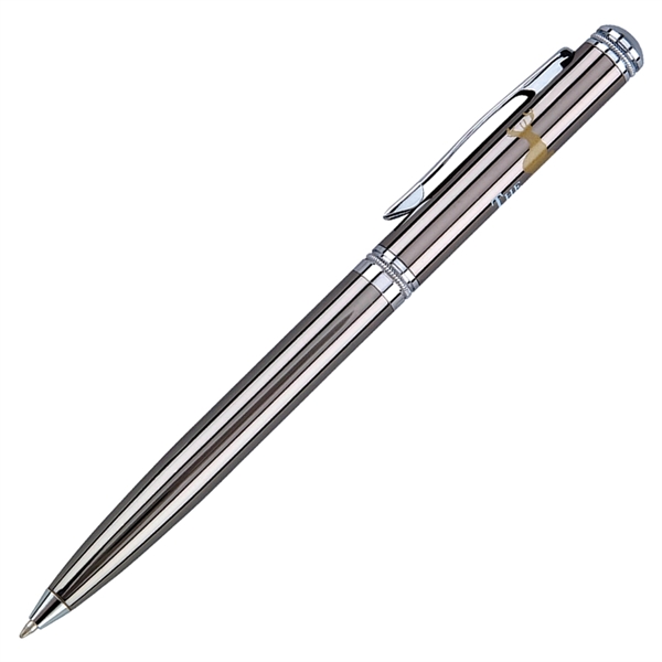 Twist action ballpoint pen with solid brass barrel and shiny chrome... from ASI 79535 Primetime / Primetime
