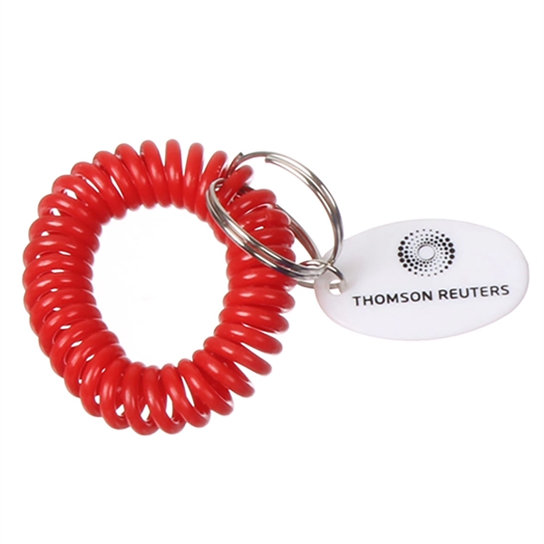 Bracelet coil key chain with oval tag.... from ASI 52710 Lincoln Line