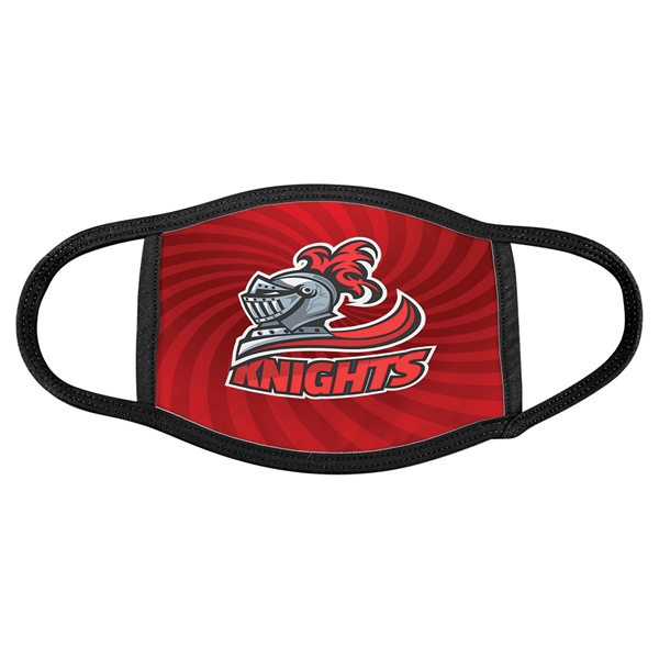 5.5" x 6.5" custom printed fabric face mask with black trim.... from ASI 92531 Unique Custom Products / UCP