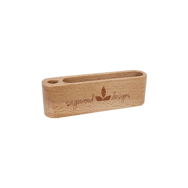 5 1/4" beech wood business card and pen holder. Individually packaged.... from ASI 74601 Calico