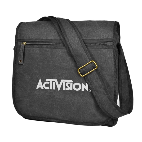 12 oz. canvas cotton messenger bag with zippered front pocket.... from ASI 40544 Binaco / Binaline