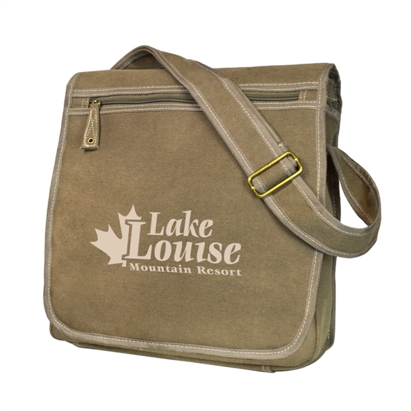 12 oz. canvas cotton messenger bag with zippered front pocket.... from ASI 40544 Binaco / Binaline