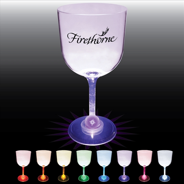 Plastic Light-Up Goblet. 8 LED colors, clear bowl, 3 colors of... from ASI 61952 Howw Mfg Co Inc / Howw USA