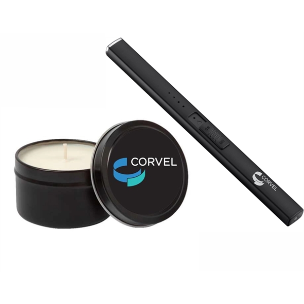 Tin candle with rechargeable lighter gift set... from ASI 72657 Active Life Promo / Apres Ski