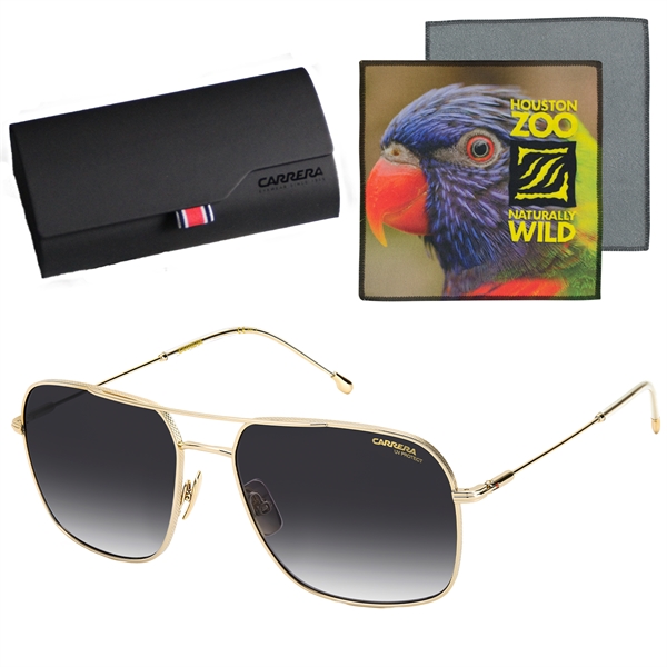 Sunglasses with green shaded polycarbonate lenses, gold-tone mirrored coating and anti-reflective... from ASI 57653 Gold Bond