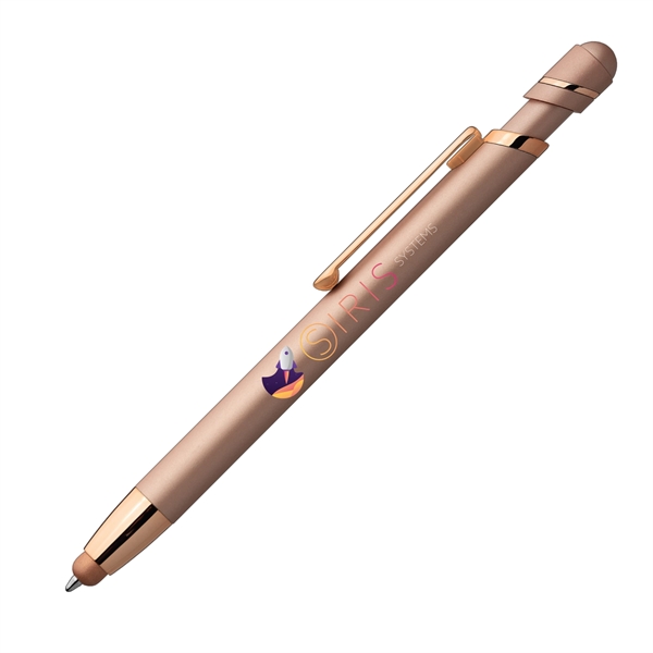 5.39" x .39" Pluto Softy plunger-action ballpoint pen with soft stylus... from ASI 62088 IDProductsource