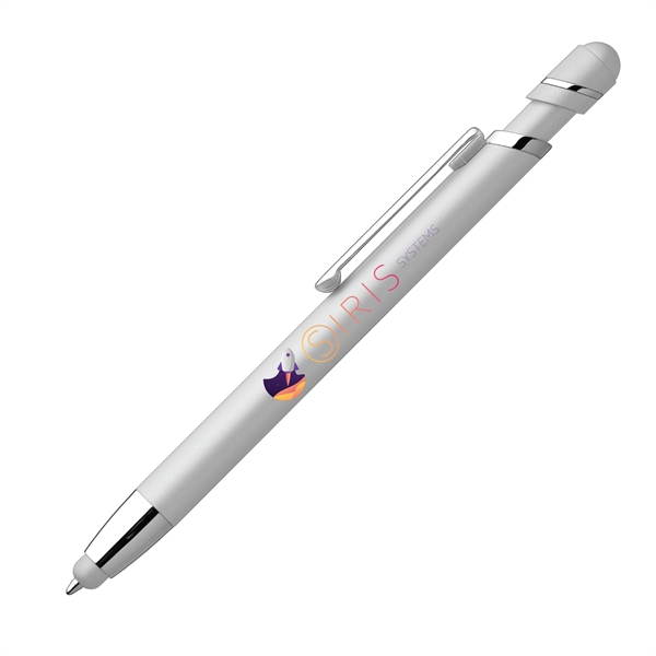 5.39" x .39" Pluto Softy plunger-action ballpoint pen with soft stylus... from ASI 62088 IDProductsource