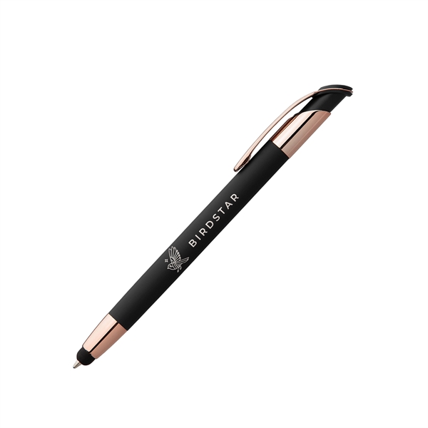 Ballpoint pen with device stylus, rose gold accents, trim and clip... from ASI 62088 IDProductsource