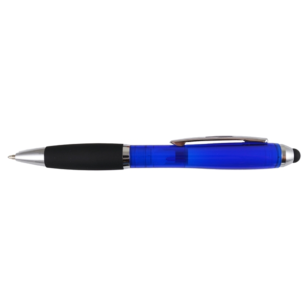 Twist-action ballpoint pen with translucent barrel, black rubber grip, device stylus... from ASI 57956 Graphco line