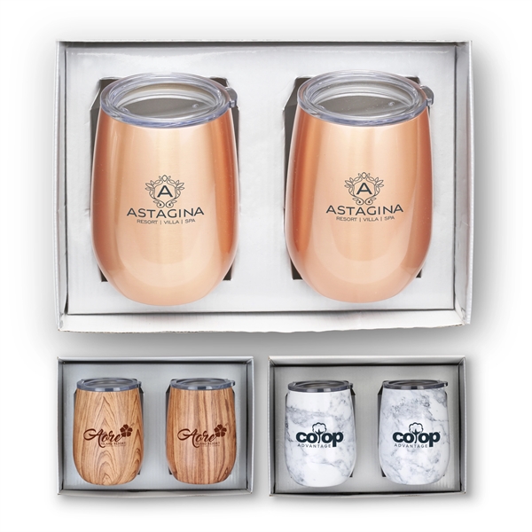 Stainless Steel Stemless Wine Tumbler Gift Set... from ASI 46755 Cosmo Promos