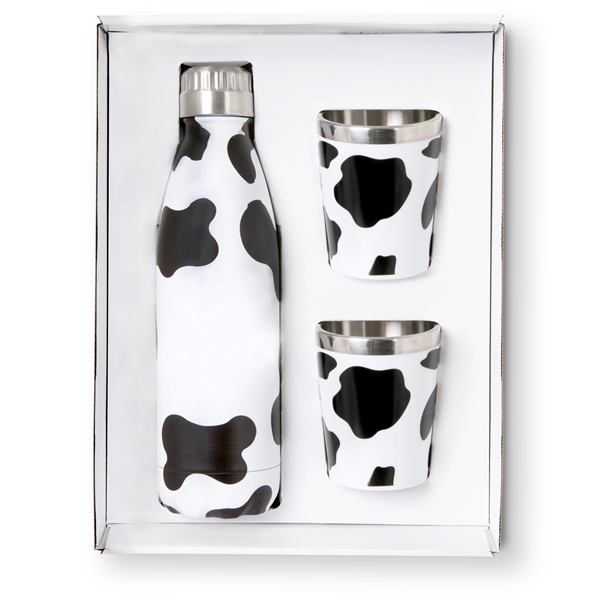 Double-wall 18/8 steel water bottle with two cocktail tumblers in a... from ASI 46755 Cosmo Promos
