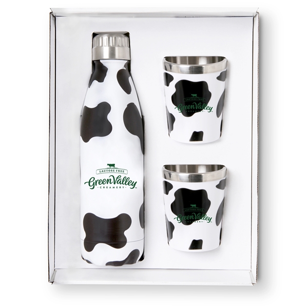 Double-wall 18/8 steel water bottle with two cocktail tumblers in a... from ASI 46755 Cosmo Promos