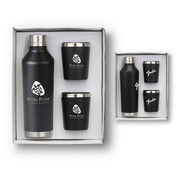 Stainless Steel Bottle & Tumblers Gift Set... from ASI 46755 Cosmo Promos