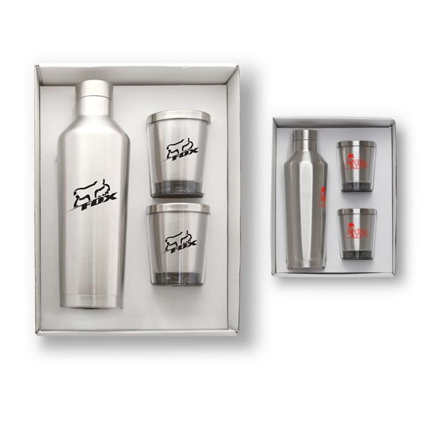 Stainless Steel Bottle & Tumblers Gift Set... from ASI 46755 Cosmo Promos