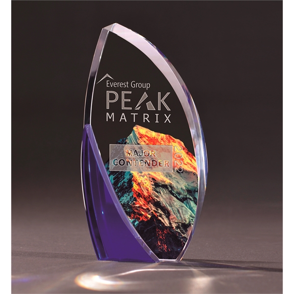 Optical crystal award with a wide and curving bevel from top... from ASI 71920 Moderne Glass Company Inc / Glass America®