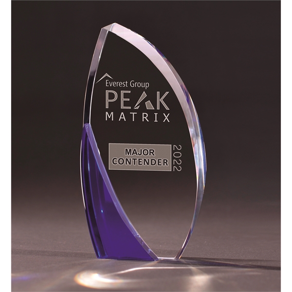 Optical crystal award with a wide and curving bevel from top... from ASI 71920 Moderne Glass Company Inc / Glass America®