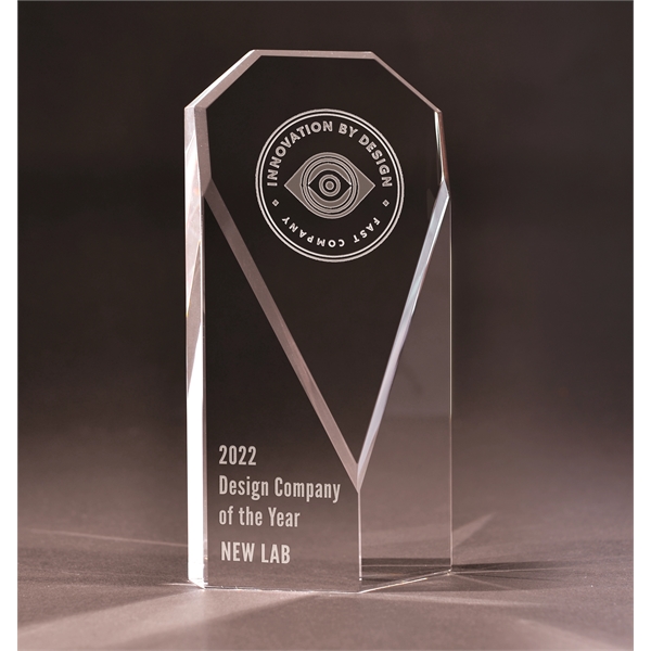 Crystal award with stunning optical glass with with bevels that slope... from ASI 71920 Moderne Glass Company Inc / Glass America®
