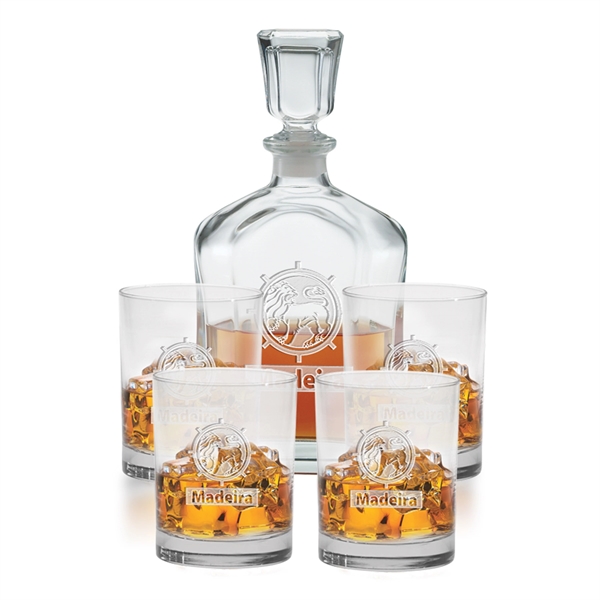Five-piece decanter set with one 26 oz. decanter and four, 14... from ASI 71920 Moderne Glass Company Inc / Glass America®
