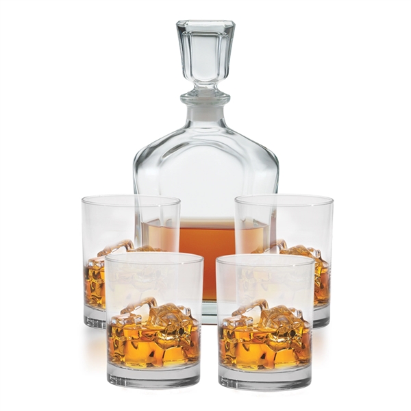 Five-piece decanter set with one 26 oz. decanter and four, 14... from ASI 71920 Moderne Glass Company Inc / Glass America®
