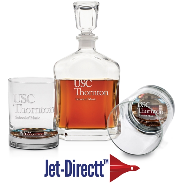 Gift set with a 26 oz. decanter with a crystal-cut stopper... from ASI 71920 Moderne Glass Company Inc / Glass America®